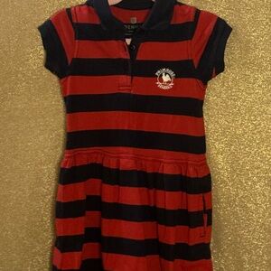 3-4T Denim & Co. Red and Navy Striped Kids Dress